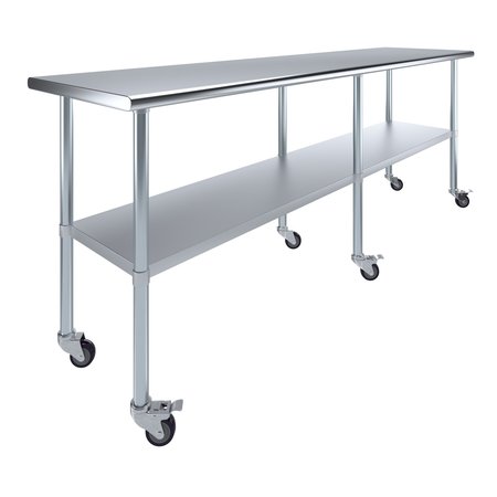 AMGOOD 24x96 Rolling Prep Table with Stainless Steel Top AMG WT-2496-WHEELS